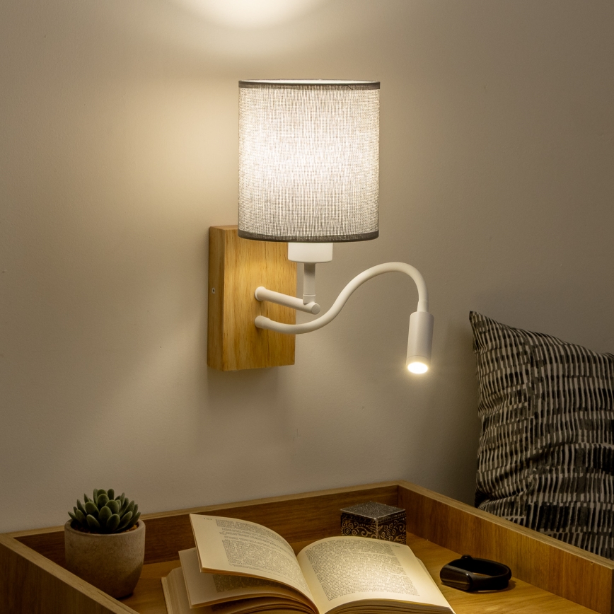 Brilagi - LED Flexibilní nástěnná lampa NUBILA WOOD 1xE27/25W/230V + LED/3W dub/šedá