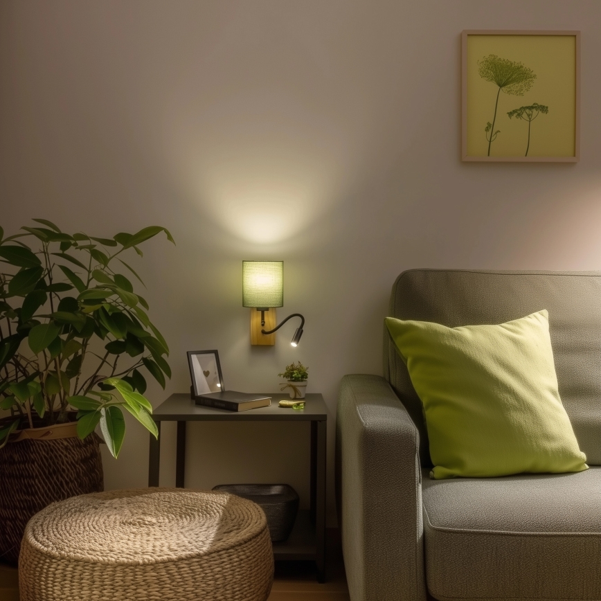Brilagi - LED Flexibilní nástěnná lampa NUBILA WOOD 1xE27/25W/230V + LED/3W dub/zelená