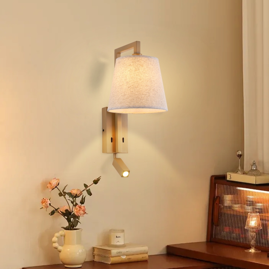 Brilagi - LED Nástěnná lampa RAYAS 1xE14/40W/230V + LED/3W len/béžová