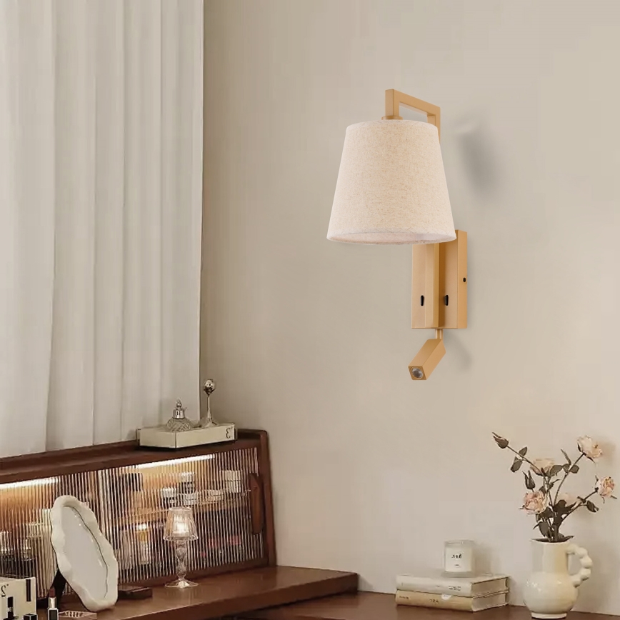 Brilagi - LED Nástěnná lampa RAYAS 1xE14/40W/230V + LED/3W len/béžová