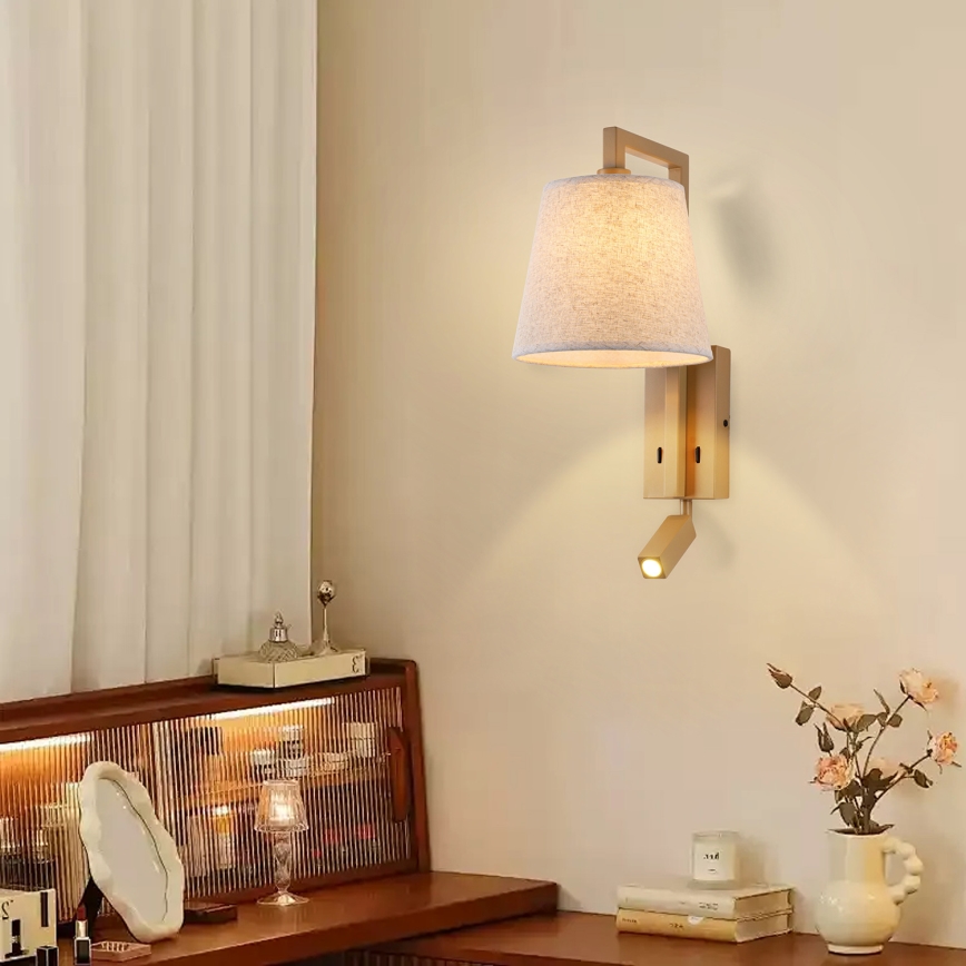 Brilagi - LED Nástěnná lampa RAYAS 1xE14/40W/230V + LED/3W len/béžová
