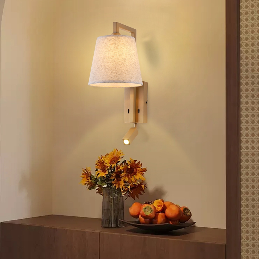 Brilagi - LED Nástěnná lampa RAYAS 1xE14/40W/230V + LED/3W len/béžová