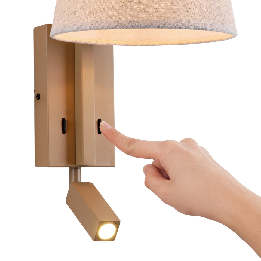 Brilagi - LED Nástěnná lampa RAYAS 1xE14/40W/230V + LED/3W len/béžová