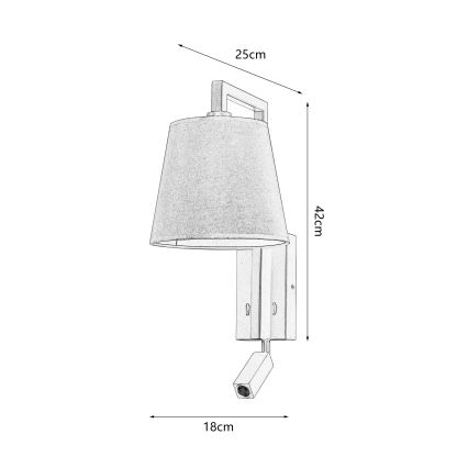 Brilagi - LED Nástěnná lampa RAYAS 1xE14/40W/230V + LED/3W len/béžová