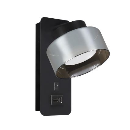 Brilagi - LED Nástěnná lampa s USB portem AURA LUX 1xGX53/30W/230V černá/kouřová