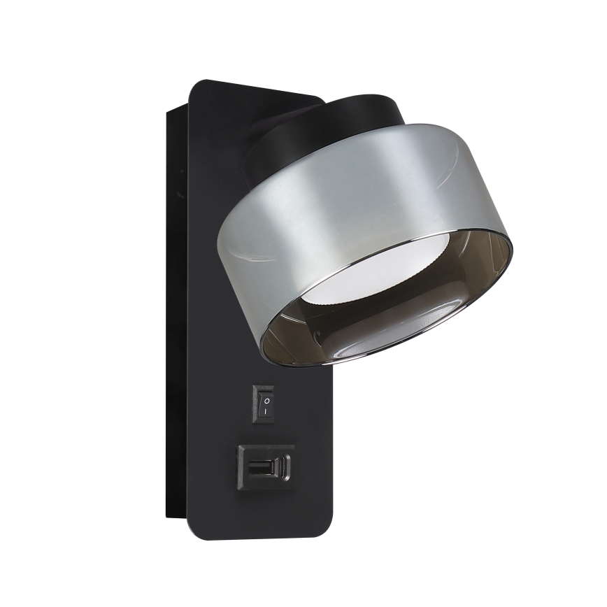 Brilagi - LED Nástěnná lampa s USB portem AURA LUX 1xGX53/30W/230V černá/kouřová