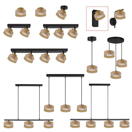 Brilagi - LED Nástěnná lampa s USB portem AURA LUX 1xGX53/30W/230V černá/zlatá