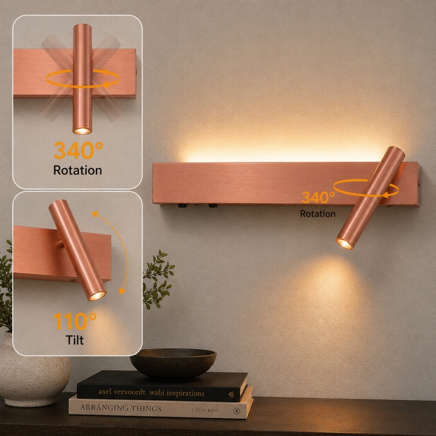 BRILAGI - LED Nástěnné bodové svítidlo ARLIX LED/3W/230V + LED/7W bronzová CRI 90