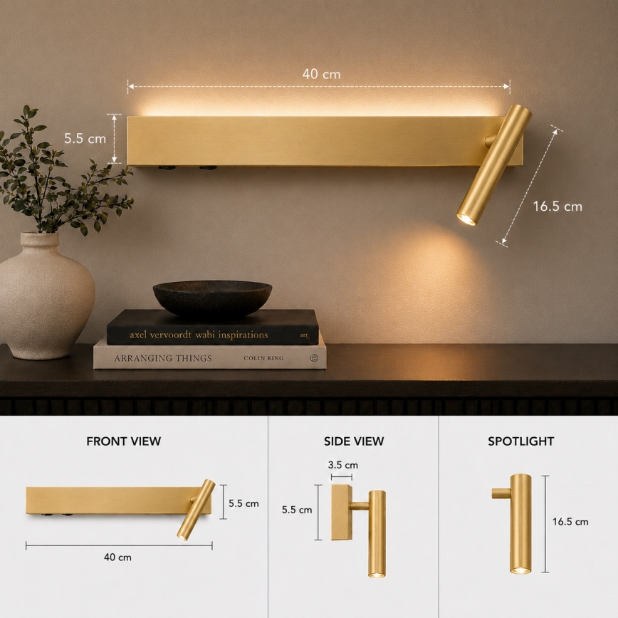 BRILAGI - LED Nástěnné bodové svítidlo ARLIX LED/3W/230V + LED/7W zlatá CRI 90