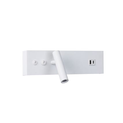 Brilagi - LED Nástěnné bodové svítidlo s USB portem NOCTIS LED/3W/230V + LED/9W bílá