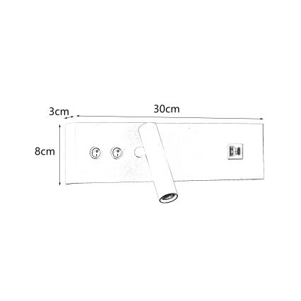 Brilagi - LED Nástěnné bodové svítidlo s USB portem NOCTIS LED/3W/230V + LED/9W černá