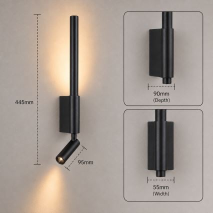BRILAGI - LED Nástěnné bodové svítidlo VIXON LED/3W/230V + LED/5W černá CRI 90