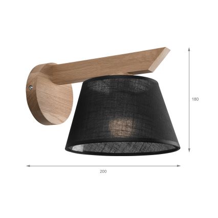 Brilagi - LED  Nástěnné svítidlo ANTHONY 1xE14/40W/230V dub/černá