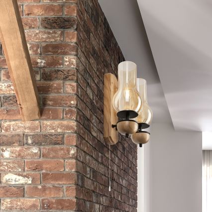 Brilagi - LED Nástěnné svítidlo COTTAGE 2xE14/40W/230V dub/hnědá