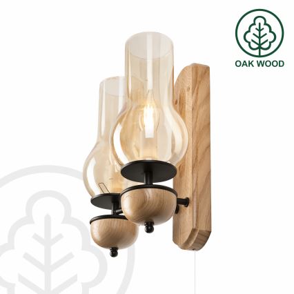 Brilagi - LED Nástěnné svítidlo COTTAGE 2xE14/40W/230V dub/hnědá