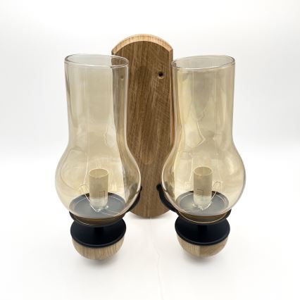 Brilagi - LED Nástěnné svítidlo COTTAGE 2xE14/40W/230V dub/hnědá