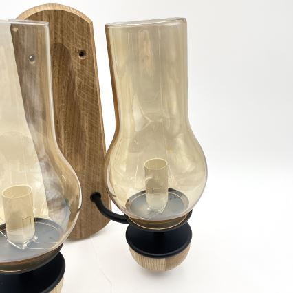 Brilagi - LED Nástěnné svítidlo COTTAGE 2xE14/40W/230V dub/hnědá