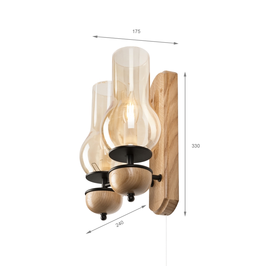 Brilagi - LED Nástěnné svítidlo COTTAGE 2xE14/40W/230V dub/hnědá