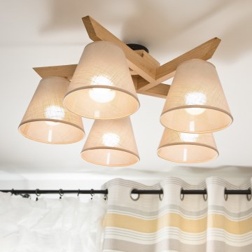 Brilagi - LED  Přisazený lustr ANTHONY 5xE14/40W/230V dub/béžová