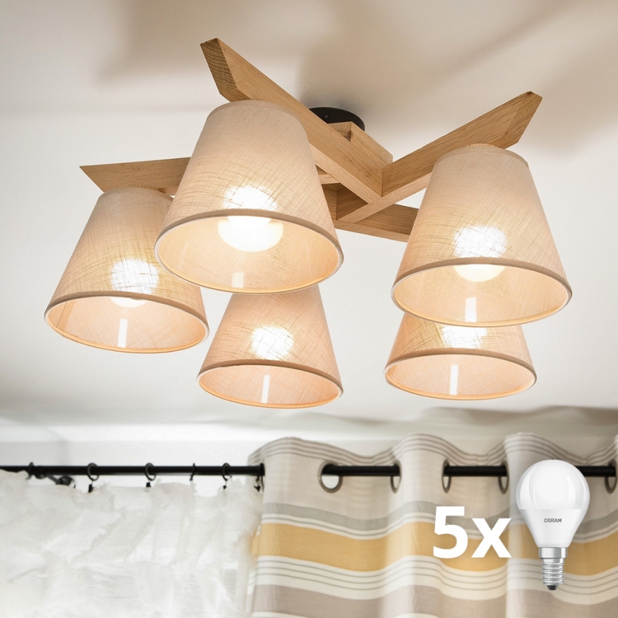 Brilagi - LED  Přisazený lustr ANTHONY 5xE14/40W/230V dub/béžová