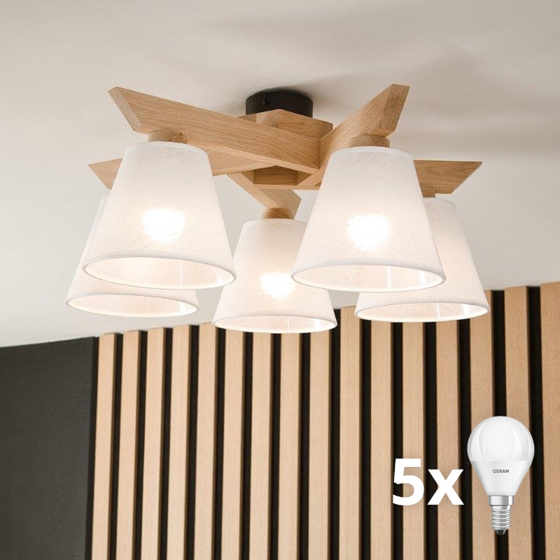 Brilagi - LED  Přisazený lustr ANTHONY 5xE14/40W/230V dub/bílá