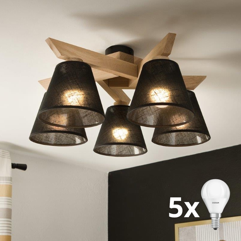 Brilagi - LED  Přisazený lustr ANTHONY 5xE14/40W/230V dub/černá