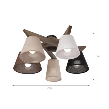 Brilagi - LED  Přisazený lustr ANTHONY 5xE14/40W/230V dub ořech