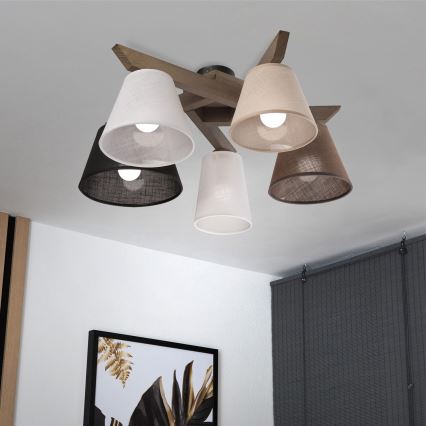 Brilagi - LED  Přisazený lustr ANTHONY 5xE14/40W/230V dub ořech