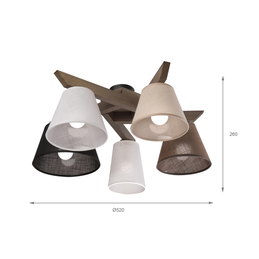 Brilagi - LED  Přisazený lustr ANTHONY 5xE14/40W/230V dub ořech