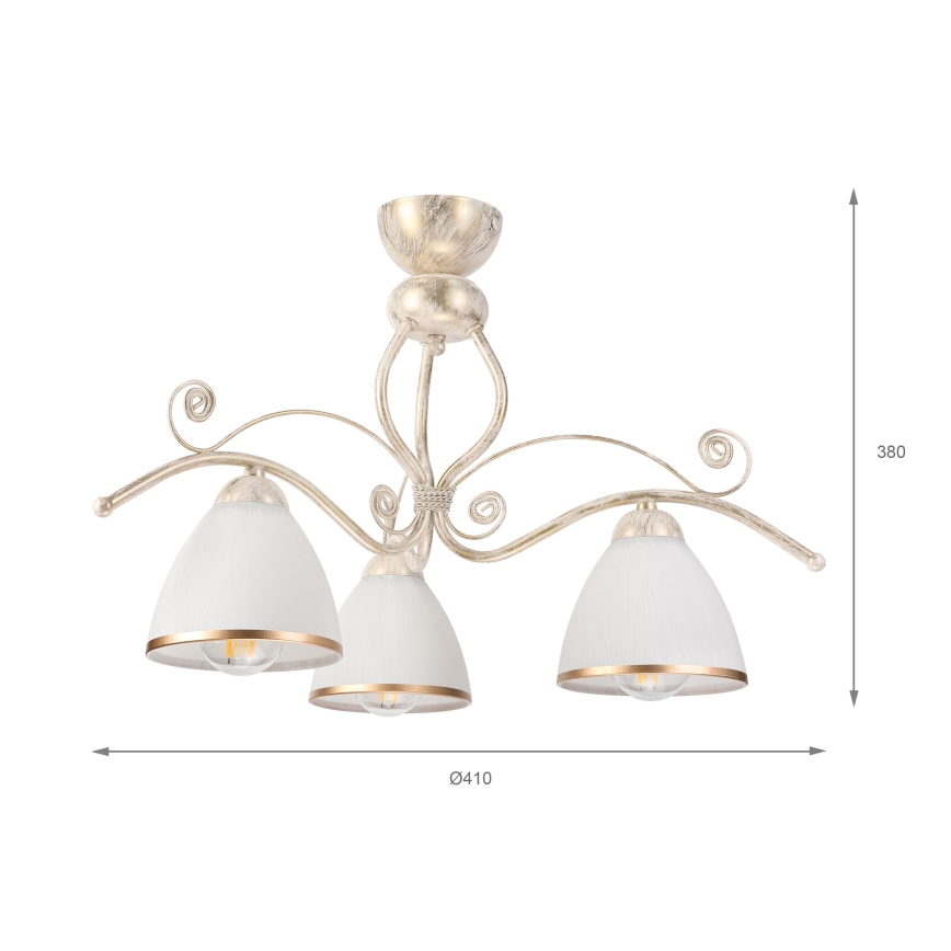 Brilagi - LED Přisazený lustr ANTICO 3xE27/60W/230V 3000K bílá patina