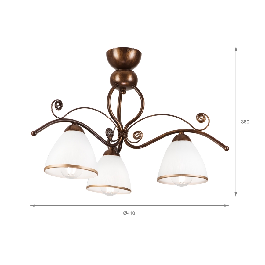 Brilagi - LED Přisazený lustr ANTICO 3xE27/60W/230V bronz patina