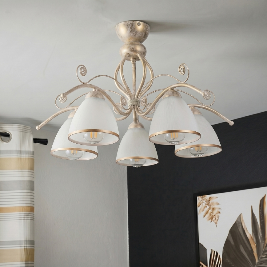 Brilagi - LED Přisazený lustr ANTICO 5xE27/60W/230V 3000K bílá patina