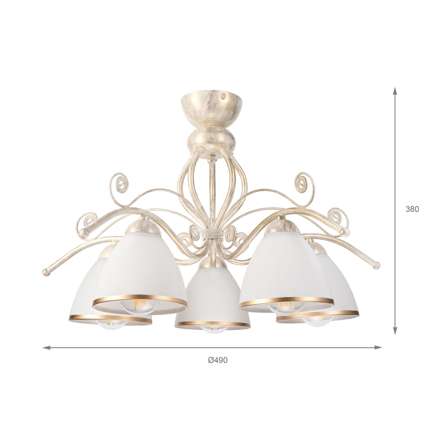 Brilagi - LED Přisazený lustr ANTICO 5xE27/60W/230V 3000K bílá patina