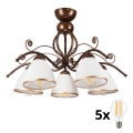 Brilagi - LED Přisazený lustr ANTICO 5xE27/60W/230V bronz patina
