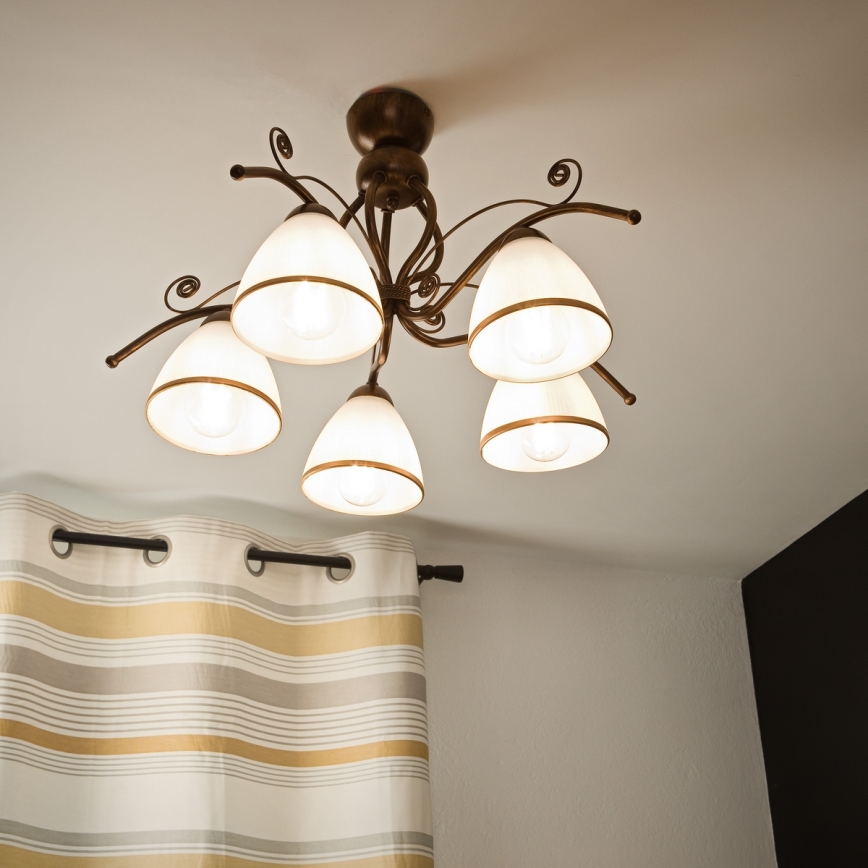 Brilagi - LED Přisazený lustr ANTICO 5xE27/60W/230V bronz patina
