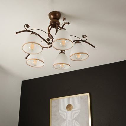 Brilagi - LED Přisazený lustr ANTICO 5xE27/60W/230V bronz patina