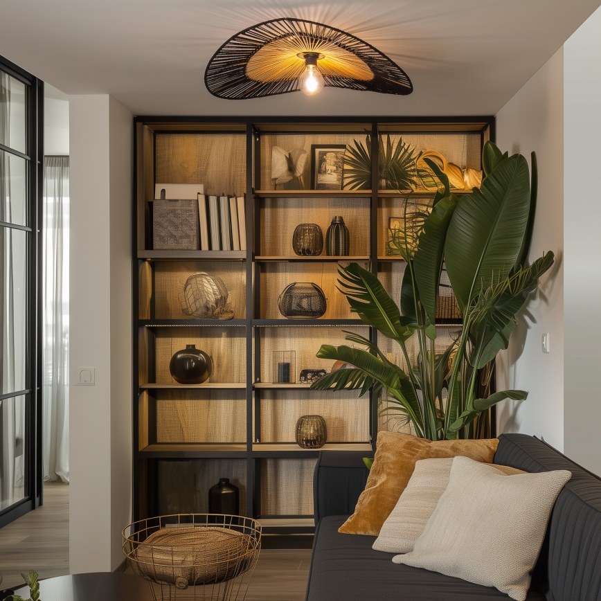 Brilagi - LED Přisazený lustr CERIA BOHO 1xE27/40W/230V pr. 50 cm černá/hnědá