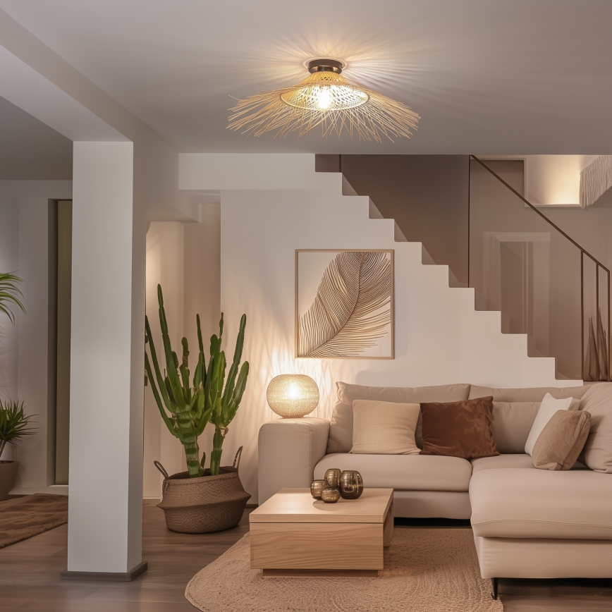 Brilagi - LED Přisazený lustr CERIA BOHO 1xE27/40W/230V pr. 70 cm bambus