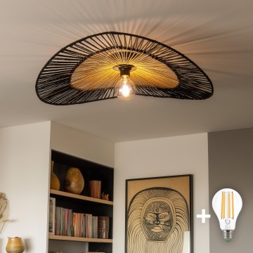 Brilagi - LED Přisazený lustr CERIA BOHO 1xE27/40W/230V pr. 80 cm černá/hnědá/dub
