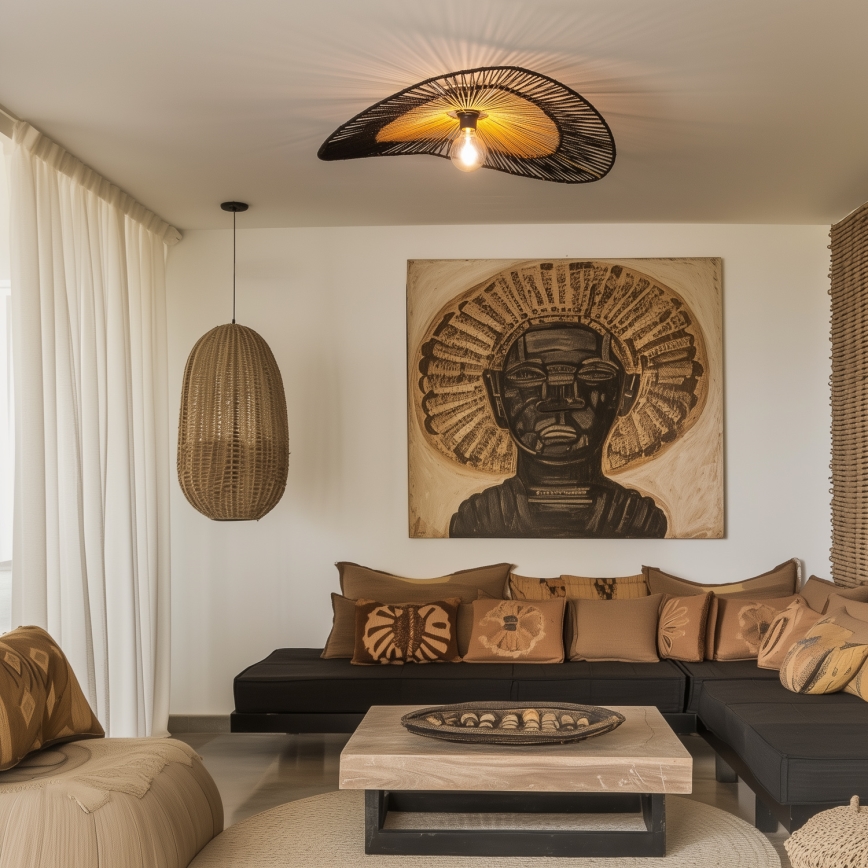 Brilagi - LED Přisazený lustr CERIA BOHO 1xE27/40W/230V pr. 80 cm černá/hnědá