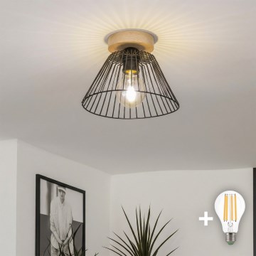 Brilagi - LED Přisazený lustr CERIA WIRE 1xE27/40W/230V pr. 21 cm černá/dub