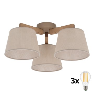 BRILAGI - LED Přisazený lustr LATTE SABIA 3xE27/15W/230V borovice/béžová