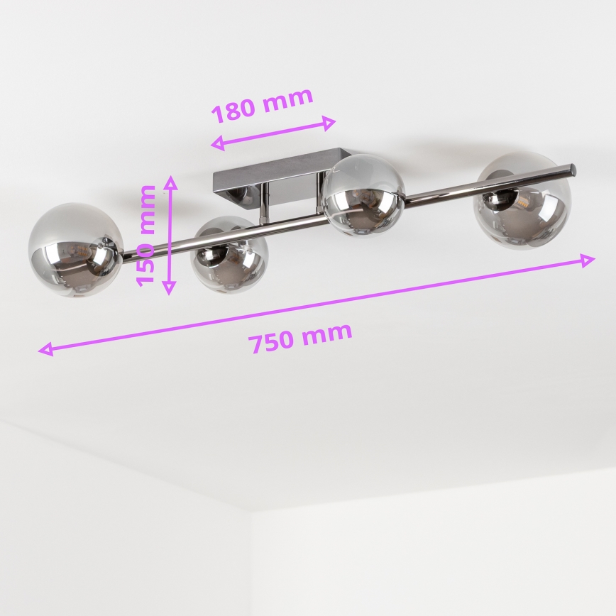 Brilagi - LED Přisazený lustr MILLA 4xG9/3W/230V lesklý chrom/kouřová