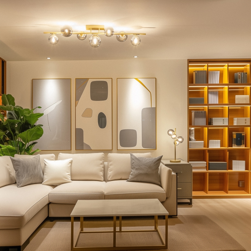 Brilagi - LED Přisazený lustr MILLA 7xG9/3W/230V zlatá/kouřová