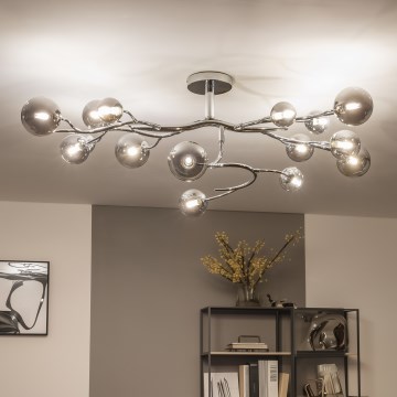 Brilagi - LED Přisazený lustr MISTEL 15xG9/3W/230V černý chrom/kouřová