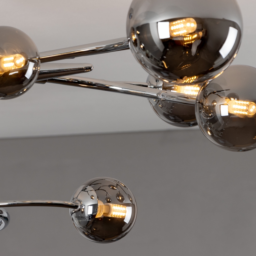 Brilagi - LED Přisazený lustr MISTEL 15xG9/3W/230V černý chrom/kouřová