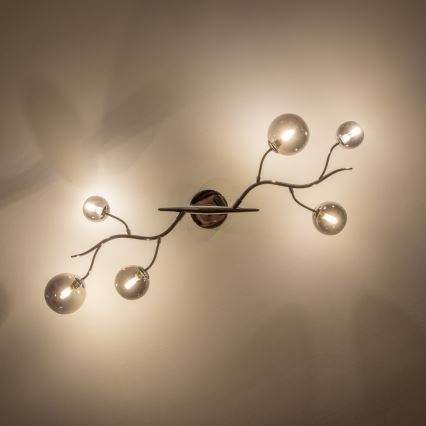 Brilagi - LED Přisazený lustr MISTEL 6xG9/3W/230V černý chrom/kouřová