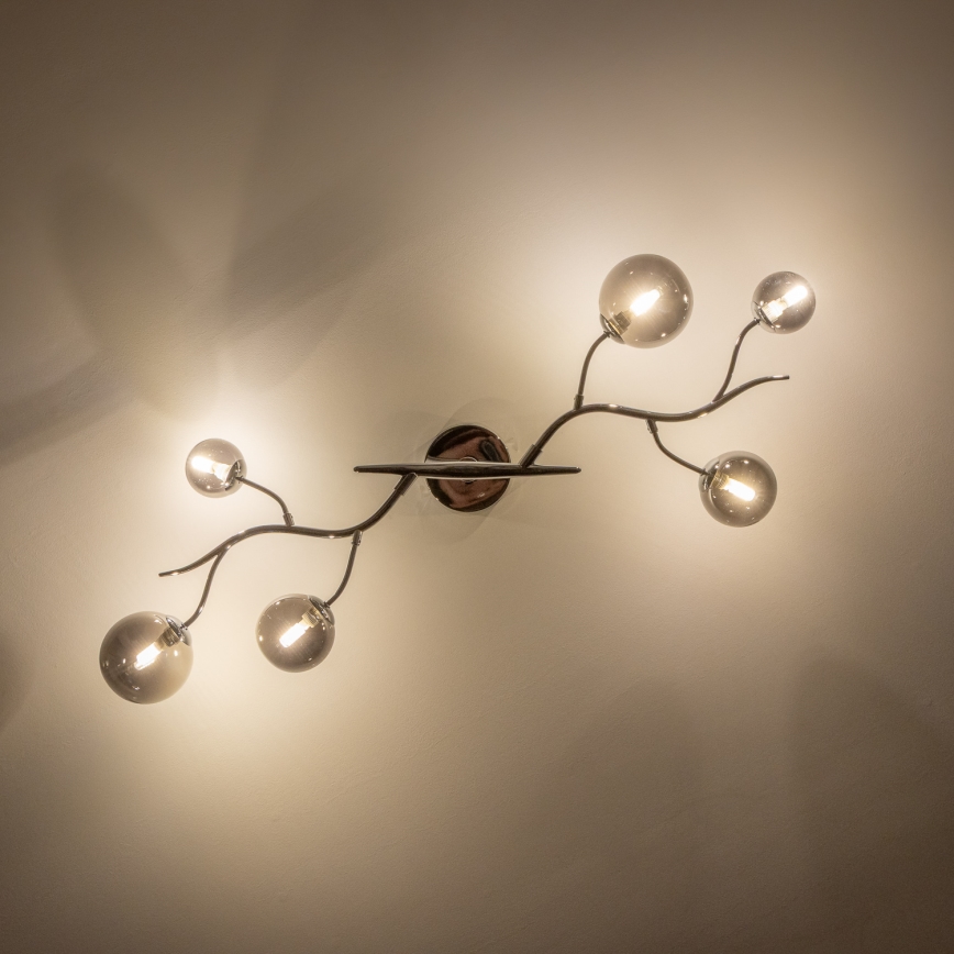 Brilagi - LED Přisazený lustr MISTEL 6xG9/3W/230V černý chrom/kouřová