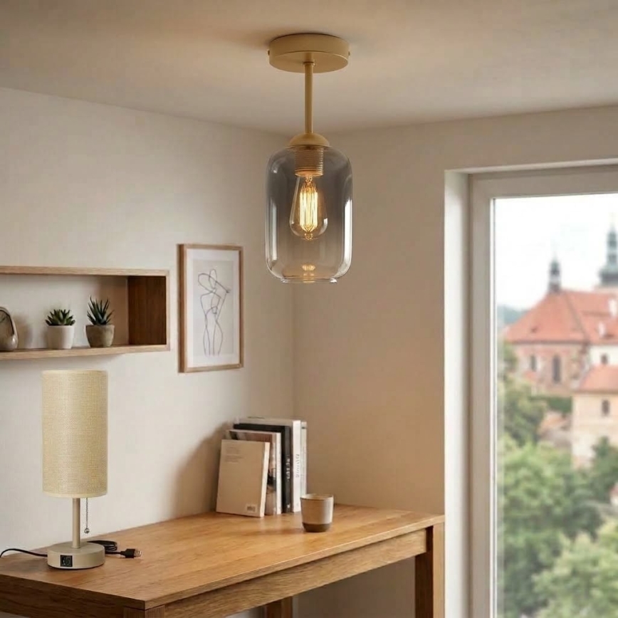 BRILAGI - LED Přisazený lustr RETRO GLASS 1xE27/60W/230V pr. 14 cm béžová/kouřová šedá