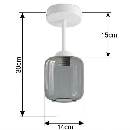 BRILAGI - LED Přisazený lustr RETRO GLASS 1xE27/60W/230V pr. 14 cm bílá/kouřová šedá